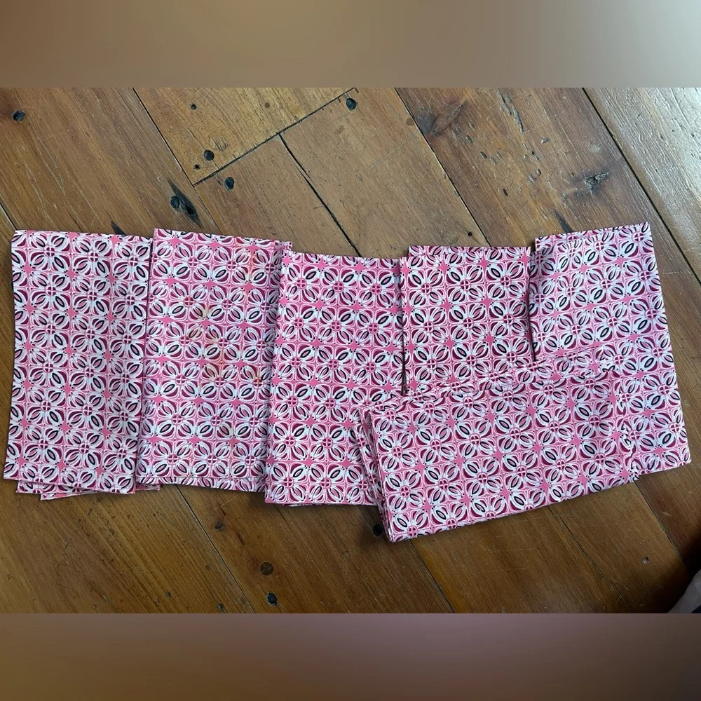Set of 6 Napkins, Pink‎ Patterned Cotton Napkins 6, 20” square